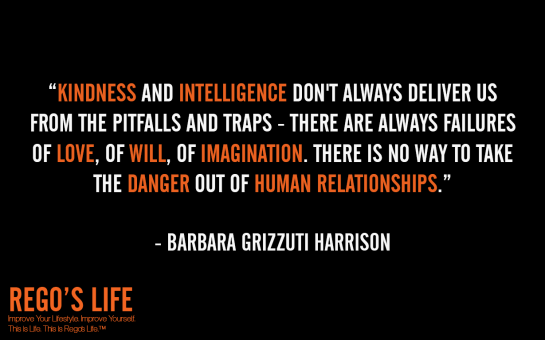 kindness and intelligence don't always deliver us from the pitfalls and traps there are always failures of love of will of imagination there is no way to take the danger out of human relationships barbara grizzuti harrison quotes, rego's life quotes, barbara grizzuti harrison